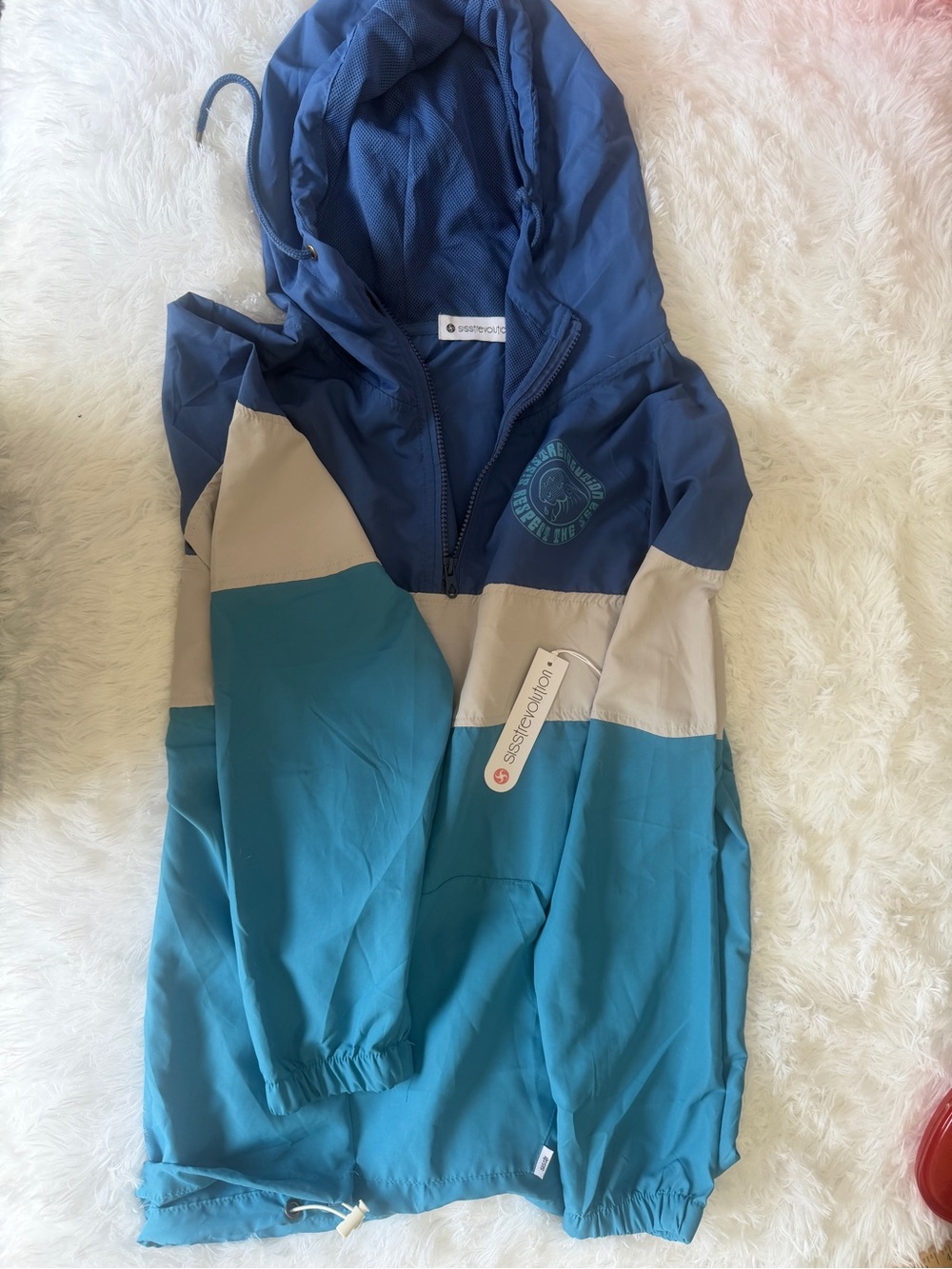 Revolution Colorblock Windbreaker Jacket in Navy, Teal & Gray